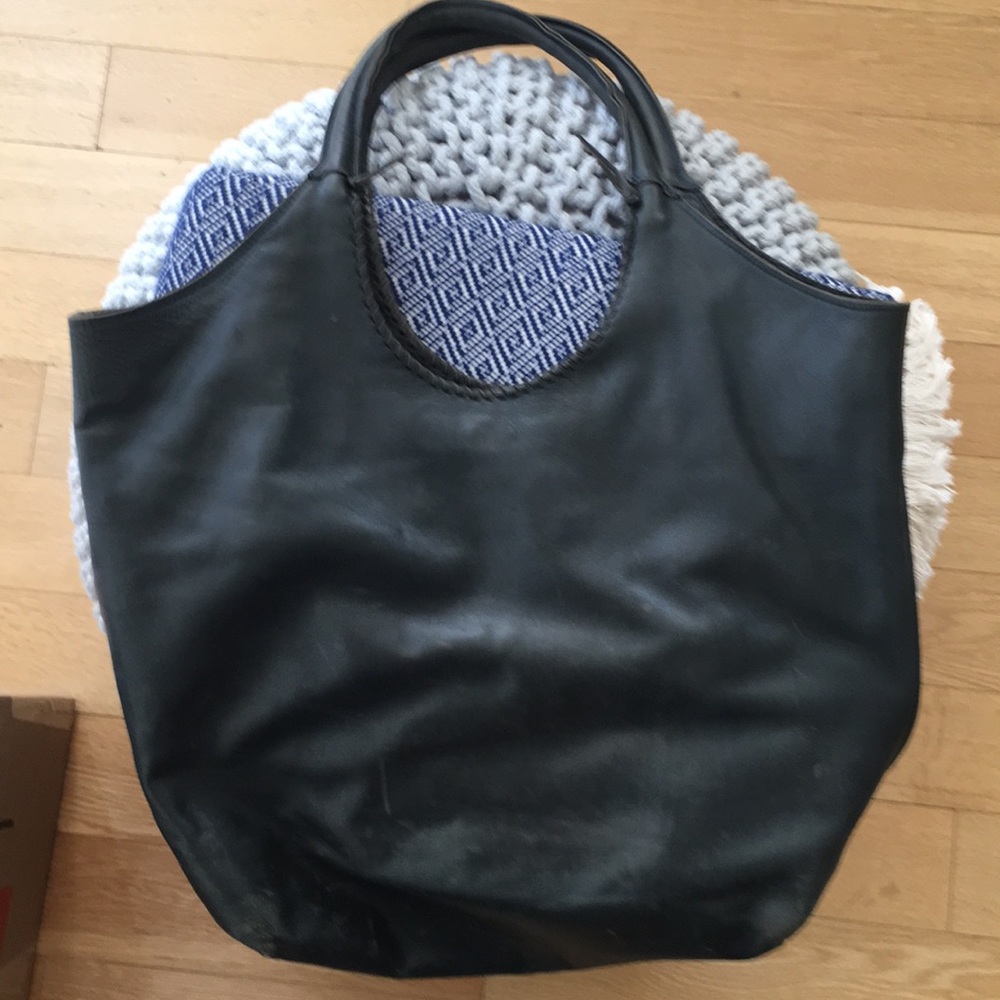Jennifer Haley Navy Leather Tote Bag